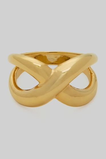 Criss Cross X Cutout Brass Ring