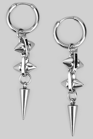 Tiered Spiked Hoop Drop Earrings