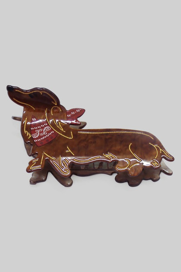 Marbled Acrylic Dachshund Bandana Dog Hair Clip