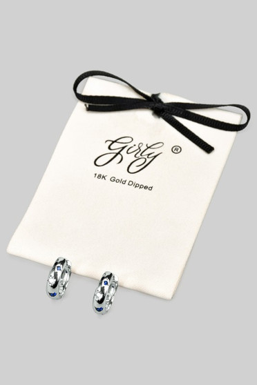 18K Gold Dipped Dainty Hiinge Hoops With Stones