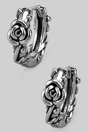 Dainty Stainless Steel Rose Hoops