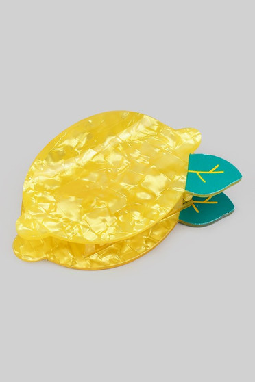 Playful Marbled Acrylic Lemon Hair Clip