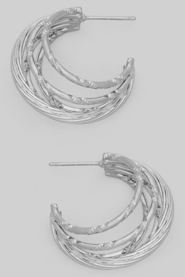 Textured Five Stack Hoop Earrings