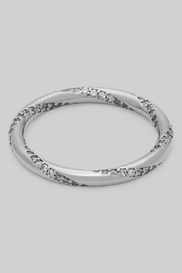 Dainty Twist Cz Pave Band Ring
