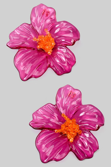 Acrylic Island Flower Post Earrings