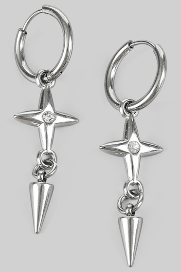 Star And Spike Charm Hoops