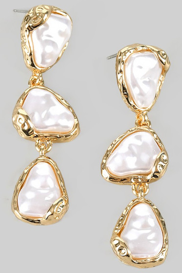 Triple Tiered Pearl Drop Earrings