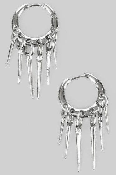 Dangling Spike Charm Hoops