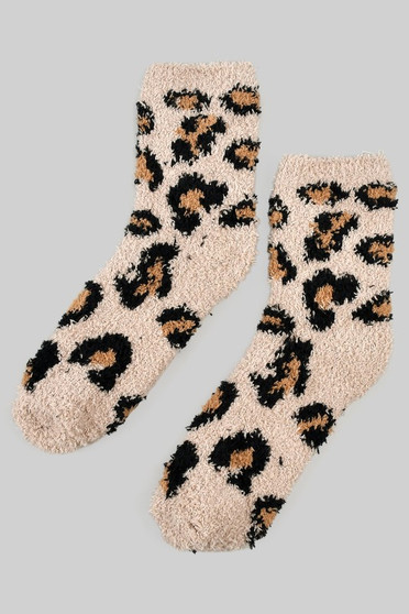 Fuzzy Cheetah Print Socks
