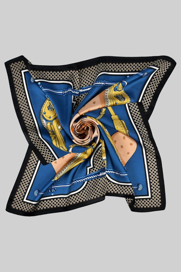 Saddle Stirrup Print Silky Square Scarf