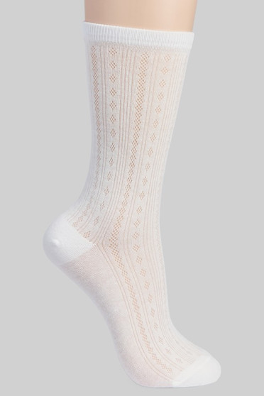 Sheer Diamond Pattern Calf Socks
