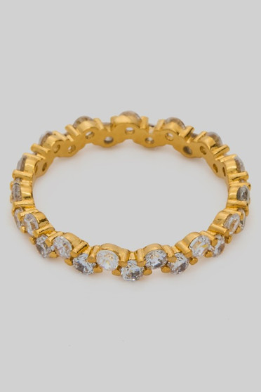 Delicate Brass Ring With Alternating Cz Stones