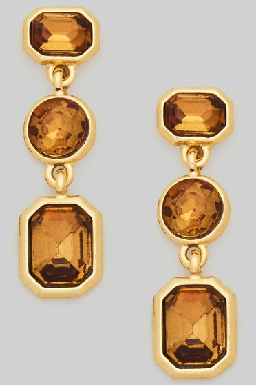Triple Stone Tiered Drop Earrings