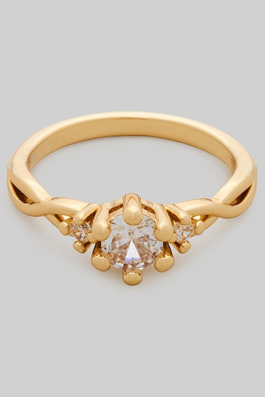 Brass Engagement Ring With Cz Stone