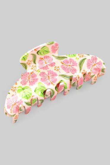 Island Flower Print Acrylic Hair Clip