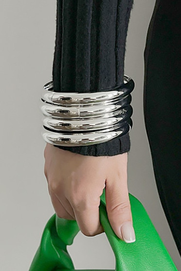 Four Piece Smooth Metal Bangle Set
