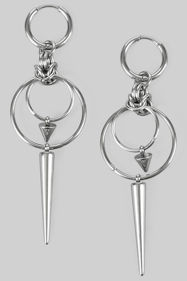 Spike And Chain Drop Goth Earrings