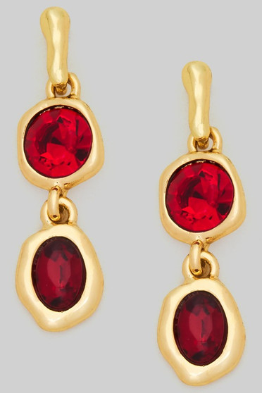 Dainty Two Stone Drop Earrings