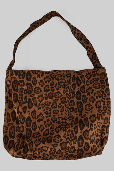 Cheetah Print Suede Like Shoulder Bag