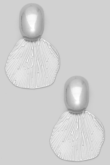 Textured Leafy Tiered Drop Brass Earrings