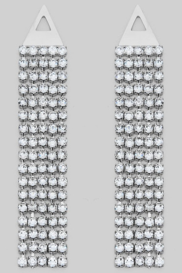 Triangle Post Earrings With Dangling Cz Stones
