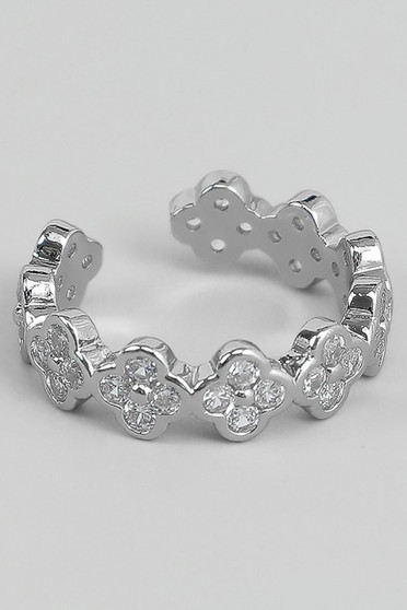 Cz Clover Link Ring