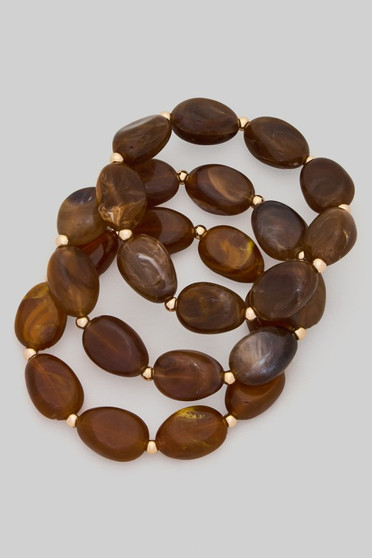 Three Piece Marble Bead Stretch Bracelet Set