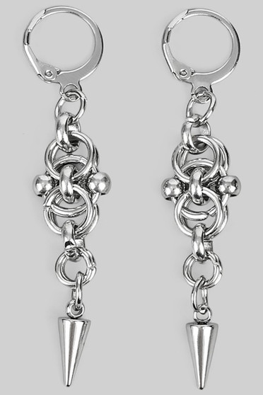 Gothic Bead Chain Spiked Drop Earrings