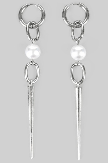 Stainless Steel Hoops With Pearl And Spikes