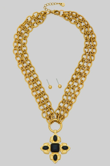 24K Gold Dipped Multi Strand Byzantine Cross Nk