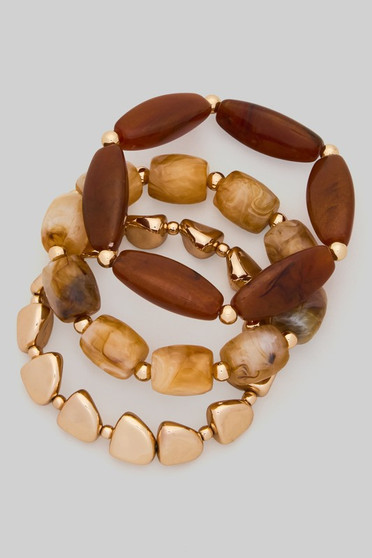Three Piece Chunky Beads Stretch Bracelet