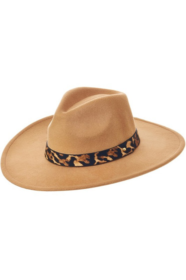 Fedora Hat With Animal Print Belt Strap