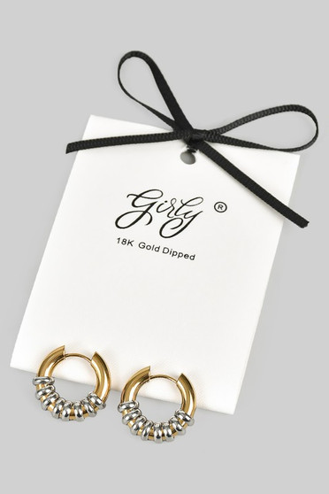 Stainless Steel Two Tone Hoops With Mini Rings