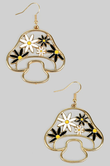 Mushroom Lacquered Flower Drop Earrings