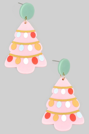 Fun Acrylic Christmas Tree Drop Earrings