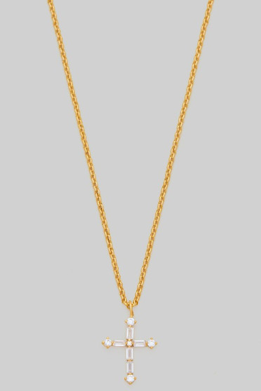 Baguette Cross Pendant Necklace