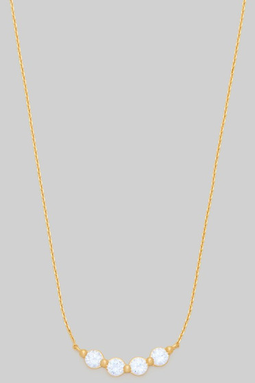 Round Cz Curved Bar Pendant Necklace