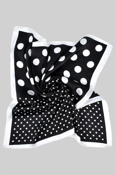 Split Polka Dot Print Silky Square Scarf