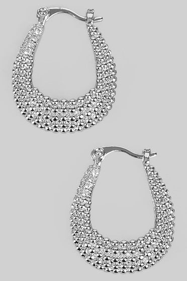 Textured Hoop Earrings With Micro Pave Detail