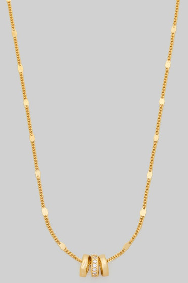 Organic Textured Rondelle Charm Necklace