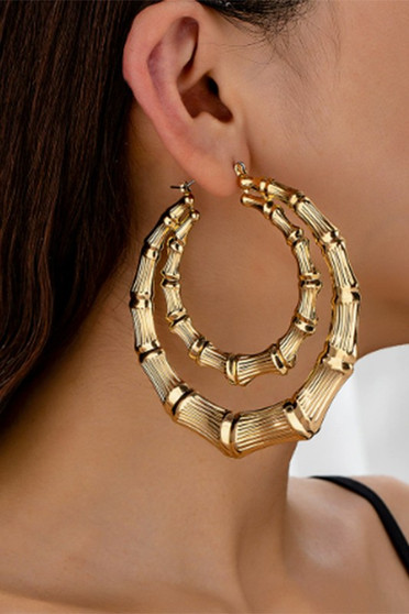 Double Bamboo Hoop Earrings