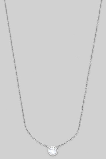 Round Bezel Set Cz Pendant Necklace