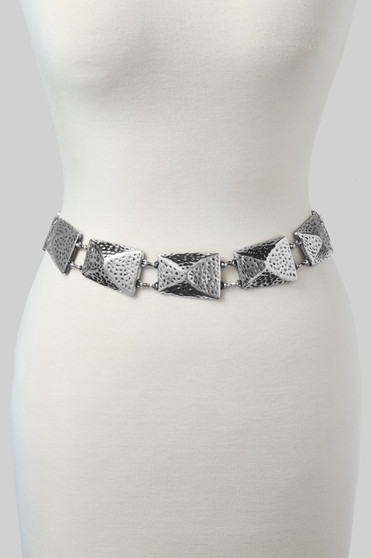 Textured Geo Link Chain Belt