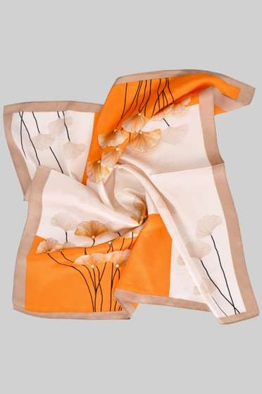 Ginkgo Leaf Color Block Square Scarf