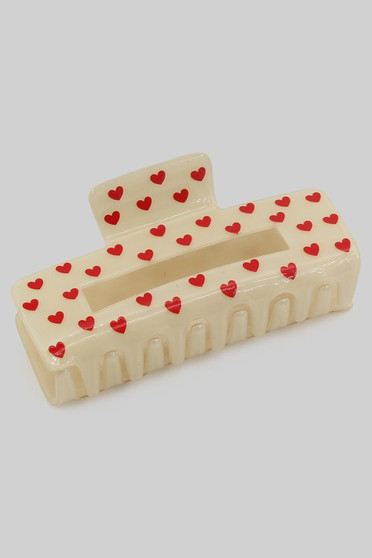 Rectangle Heart Print Hair Clip