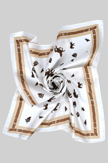 Belt And Horse Print Silky Square Scarf