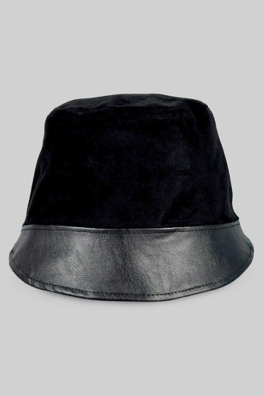 Faux Suede N Leather Bucket Hat