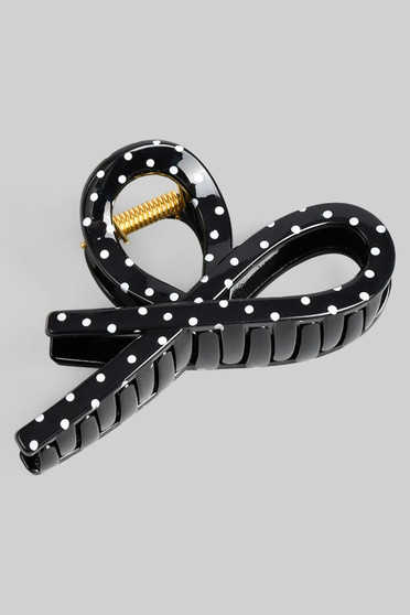 Polka Dot Print Bow Hair Clip