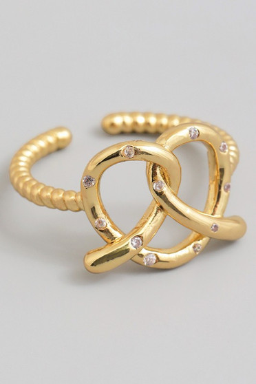 Pretzel Ring With Cz Pave