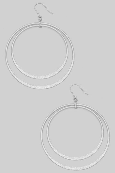 Half Textured Brass Fish Hook Hoop Earrings